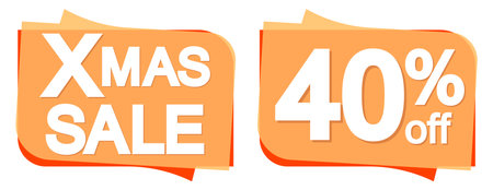 Xmas Sale 40 off banners template design, discount tags set, vector illustration.のイラスト素材