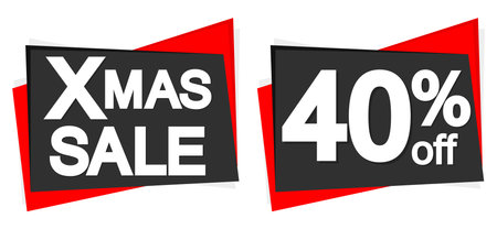 Set of Xmas sale  40 off banners design template, discount tags. Vector illustration.のイラスト素材