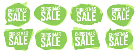 Set of green sale stickers. Vector illustration isolated on white background.のイラスト素材