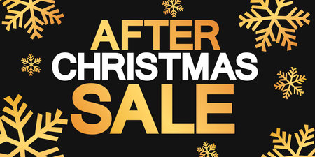 Winter sale banner. Black background with gold snowflakes. Vector illustration.のイラスト素材