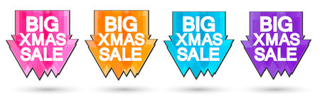 Big xmas sale banners set. Discount tags collection. Vector illustration.のイラスト素材
