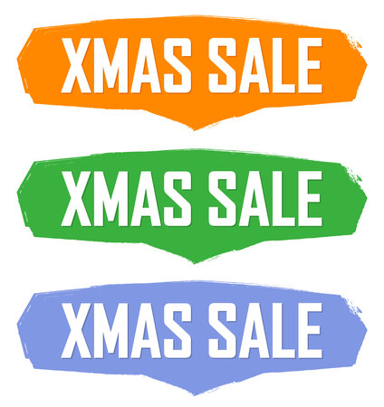 Xmas sale banners set. Vector illustration isolated on white background.のイラスト素材