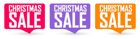 Christmas sale banners set, discount tags design template, vector illustration.のイラスト素材