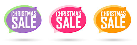 Set Christmas sale stickers, tags, labels and badges vector illustration.のイラスト素材