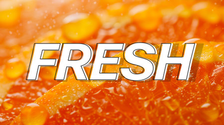 Fresh orange with the word fresh on it. Healthy food concept.の素材