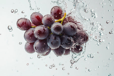 grapes in water with a splash, on a white backgroundの素材