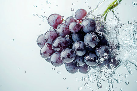 Grapes in water splash, isolated on white background, with clipping pathの素材