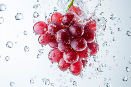 Grapes in water splash on white background. Fresh fruit.の素材