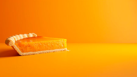 Cheesecake slice on orange background with copy space for text.の素材
