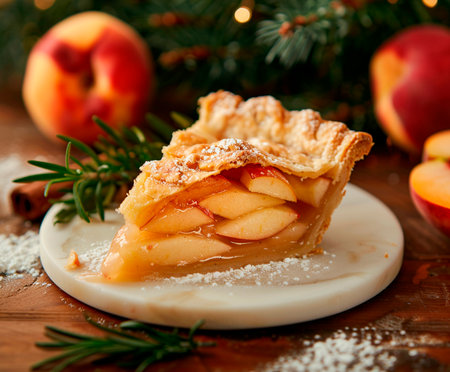 Traditional apple pie with cinnamon on a wooden background. Selective focus.の素材
