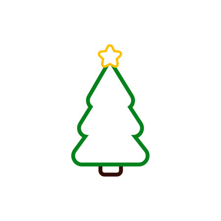 Christmas tree line icon. Vector illustration. Green christmas tree.のイラスト素材
