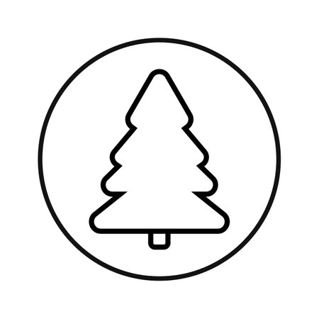 christmas tree icon over white background, line style, vector illustrationのイラスト素材