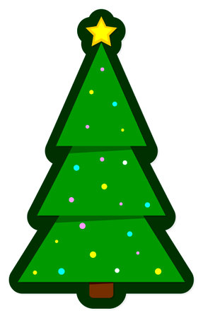 Christmas Tree icon, Xmas symbol on transparent background.  PNG illustrationの写真素材