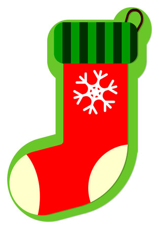 Christmas stocking with snowflake on a white background. Vector illustration.の写真素材