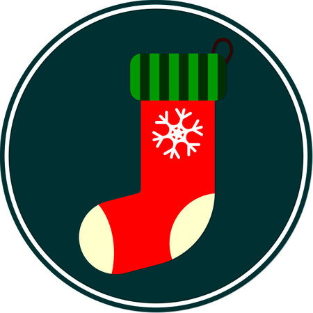 Christmas sock icon on white background. Flat style. Vector illustration.の写真素材