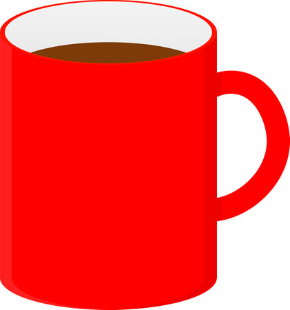 Red cup of coffee on a white background. Vector illustration for your designの写真素材