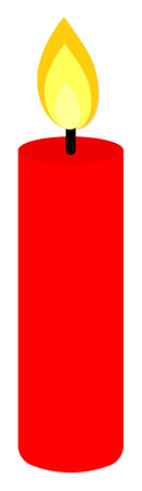 Illustration of a red candle with a flame on a white backgroundの写真素材