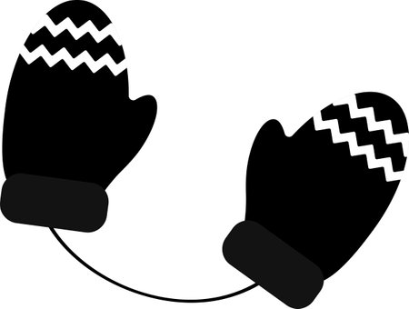 Vector illustration of a pair of mittens with a knitted patternの写真素材