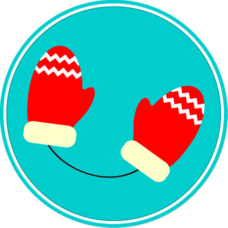 Christmas mittens on a blue background. Vector illustration for your designの写真素材