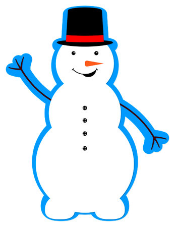 snowman in a hat on a white background, vector illustrationの写真素材