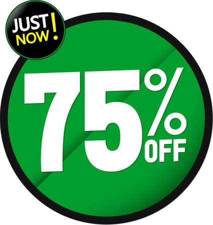 Sale 75% off, discount tag on transparent background. PNGの写真素材