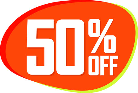 Sale 50% off, discount tag on transparent background. PNGの写真素材