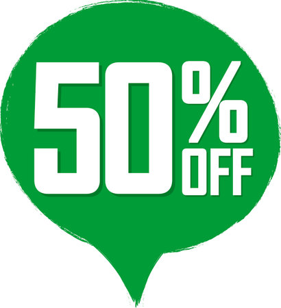 Sale 50% off, discount tag on transparent background. PNGの写真素材