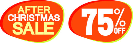 After Christmas Sale and 75% banners, discount tags on transparent background, PNGの写真素材