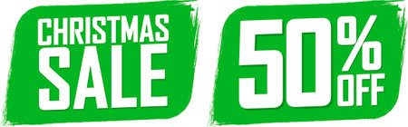 Christmas Sale and 50% off deal banners, discount tags on transparent background, PNGの写真素材