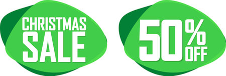 Christmas Sale and 50% off deal banners, discount tags on transparent background, PNGの写真素材