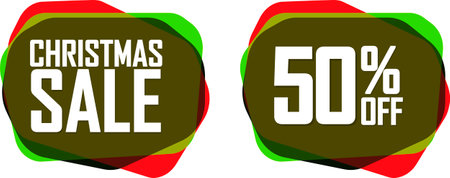 Christmas Sale and 50% off deal banners, discount tags on transparent background, PNGの写真素材