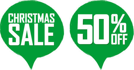 Christmas Sale and 50% off deal banners, discount tags on transparent background, PNGの写真素材