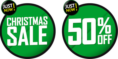 Christmas Sale and 50% off deal banners, discount tags on transparent background, PNGの写真素材