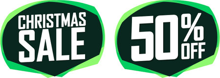 Christmas Sale and 50% off deal banners, discount tags on transparent background, PNGの写真素材