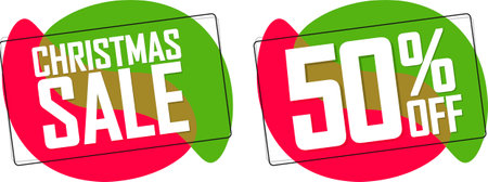 Christmas Sale and 50% off deal banners, discount tags on transparent background, PNGの写真素材