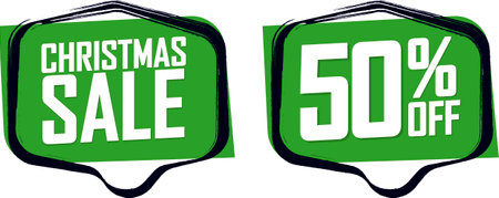 Christmas Sale and 50% off deal banners, discount tags on transparent background, PNGの写真素材
