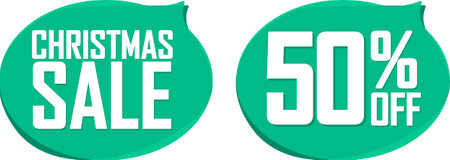 Christmas Sale and 50% off deal banners, discount tags on transparent background, PNGの写真素材