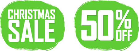 Christmas Sale and 50% off deal banners, discount tags on transparent background, PNGの写真素材