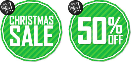 Christmas Sale and 50% off deal banners, discount tags on transparent background, PNGの写真素材