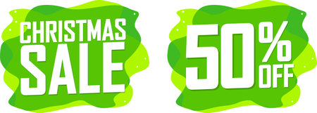 Christmas Sale and 50% off deal banners, discount tags on transparent background, PNGの写真素材
