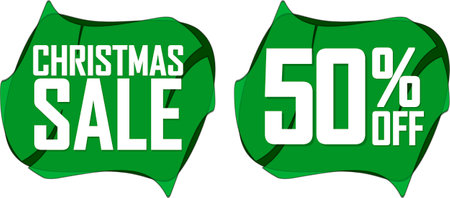 Christmas Sale and 50% off deal banners, discount tags on transparent background, PNGの写真素材