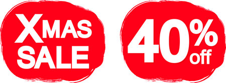 Xmas Sale and 40% off banners, discount tags on transparent background, PNGの写真素材
