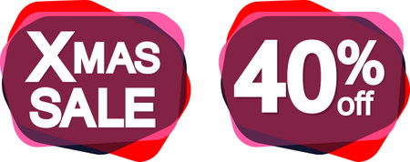 Xmas Sale and 40% off banners, discount tags on transparent background, PNGの写真素材