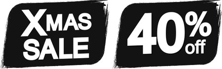 Xmas Sale and 40% off banners, discount tags on transparent background, PNGの写真素材