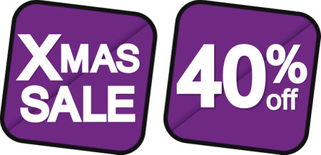 Xmas Sale and 40% off banners, discount tags on transparent background, PNGの写真素材