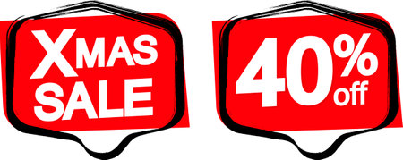 Xmas Sale and 40% off banners, discount tags on transparent background, PNGの写真素材
