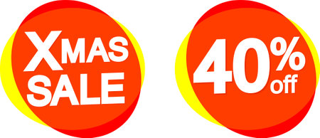 Xmas Sale and 40% off banners, discount tags on transparent background, PNGの写真素材