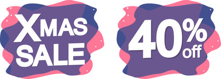 Xmas Sale and 40% off banners, discount tags on transparent background, PNGの写真素材