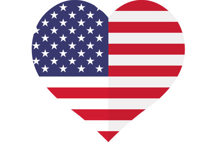 Flag of the United States of America in the shape of a heartの写真素材
