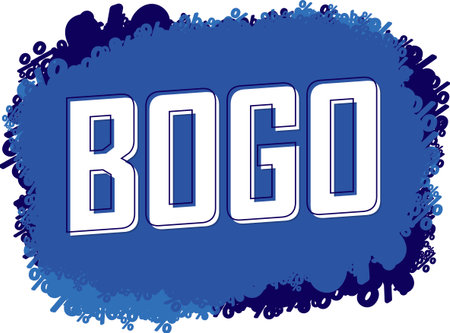 BOGO, buy 1 get 1 free, Sale banner design template, discount tag, lowest price, transparent background, spend up and save more, PNG illustrationの写真素材